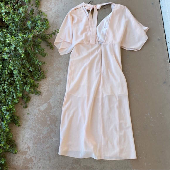 Topshop Batwing V-Neck Open Back Midi Dress - Picture 2 of 3